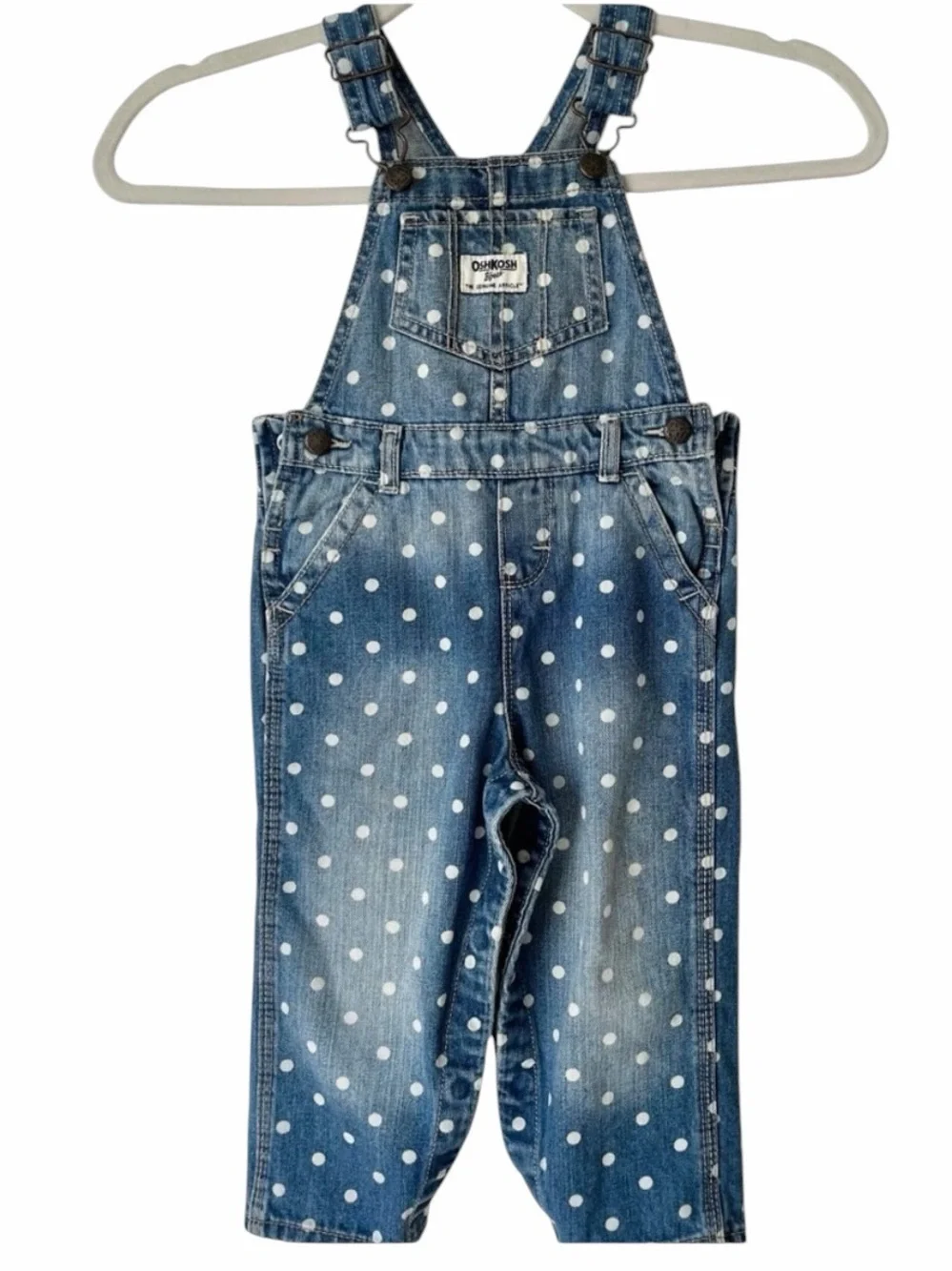 OshKosh B'gosh Blue and White Denim Overalls